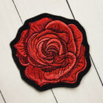 Red Rose Iron On Sew On Gothic Patch