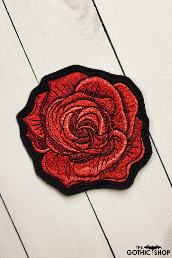 Red Rose Iron On Sew On Gothic Patch