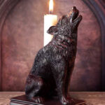 Ulula Noctis Black Wolf Gothic Candlestick by Alchemy Gothic