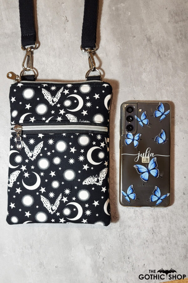 Phoebe White Luna Bats Little Gothic Bag for Mobile Phone
