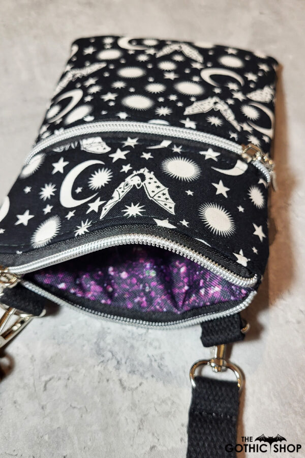 Phoebe White Luna Bats Little Gothic Bag for Mobile Phone