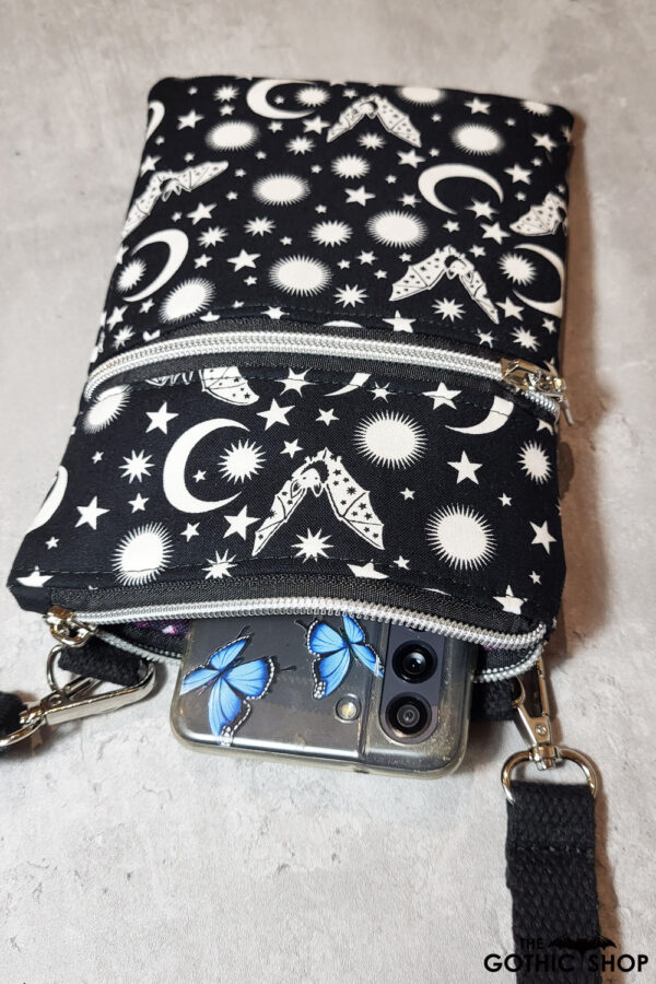 Phoebe White Luna Bats Little Gothic Bag for Mobile Phone