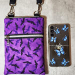 Phoebe Purple and Black Bats Little Gothic Bag for Mobile Phone