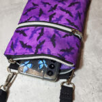 Phoebe Purple and Black Bats Little Gothic Bag for Mobile Phone