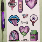 Zombie A5 Sheet of Gothic Glossy Stickers