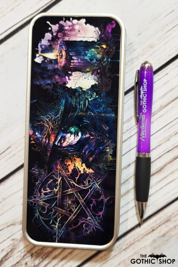 Witch Pentagram Candle Gothic Print Rectangular Pencil Tin
