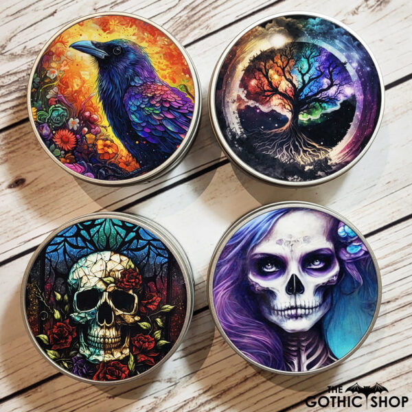 Gothic Print Keepsake Round Tin