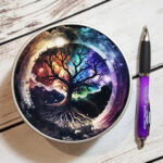 Tree of Life Celetial Neon Gothic Print Keepsake Round Tin