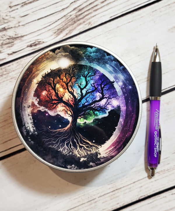 Tree of Life Celetial Neon Gothic Print Keepsake Round Tin