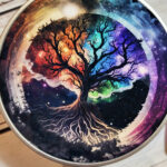 Tree of Life Celetial Neon Gothic Print Keepsake Round Tin