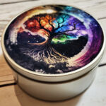 Tree of Life Celetial Neon Gothic Print Keepsake Round Tin