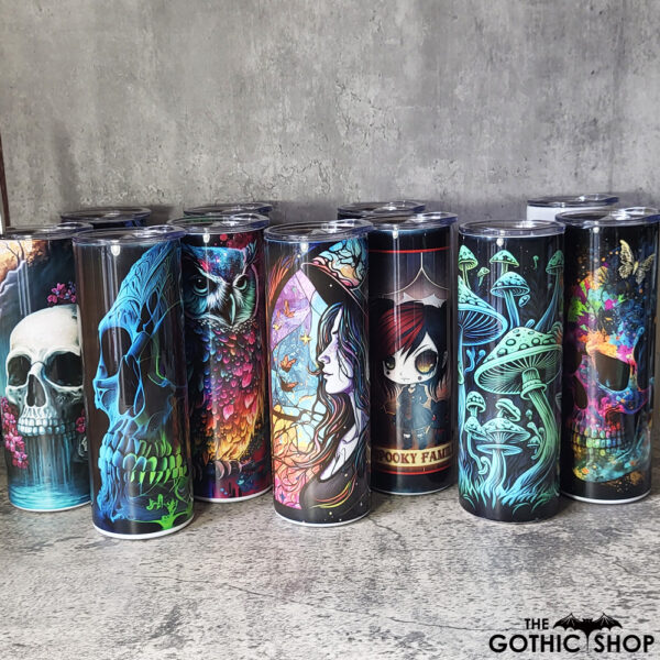Gothic Print Skinny Tumbler