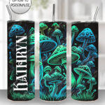 trippy mushrooms gothic print 20oz straight tumbler with option to personalise