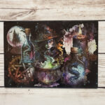 Witch Collage Gothic Print Glass Chopping Board