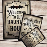 Welcome Haunted House Gothic Witchy Medium Metal Sign
