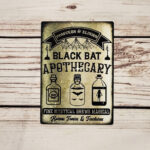 Black Bat Apothecary Gothic Witchy X-SMALL Metal Sign