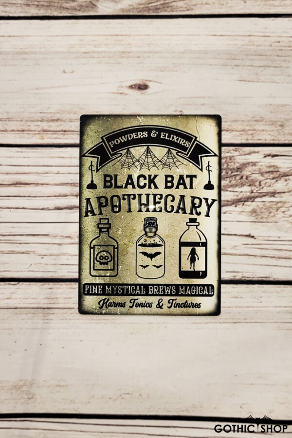 Black Bat Apothecary Gothic Witchy X-SMALL Metal Sign