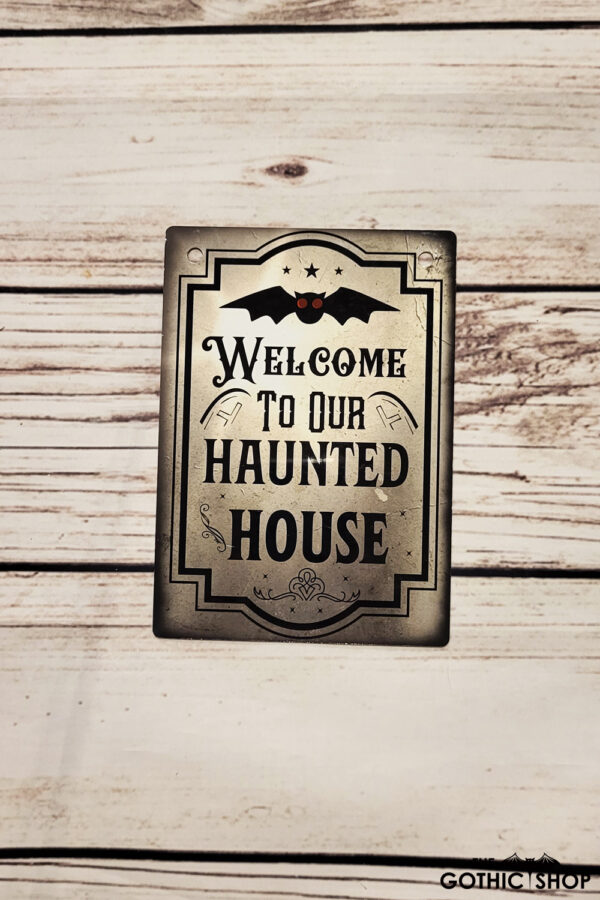 Welcome Haunted House Gothic Witchy X-SMALL Metal Sign