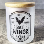 Bat Wings Fangs Gothic Witchy Little Frosted Glass Jar