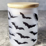 Flying Bats Gothic Witchy Little Frosted Glass Jar
