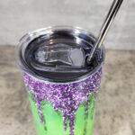Bats Purple Green Glitter Gothic Print Skinny Tumbler