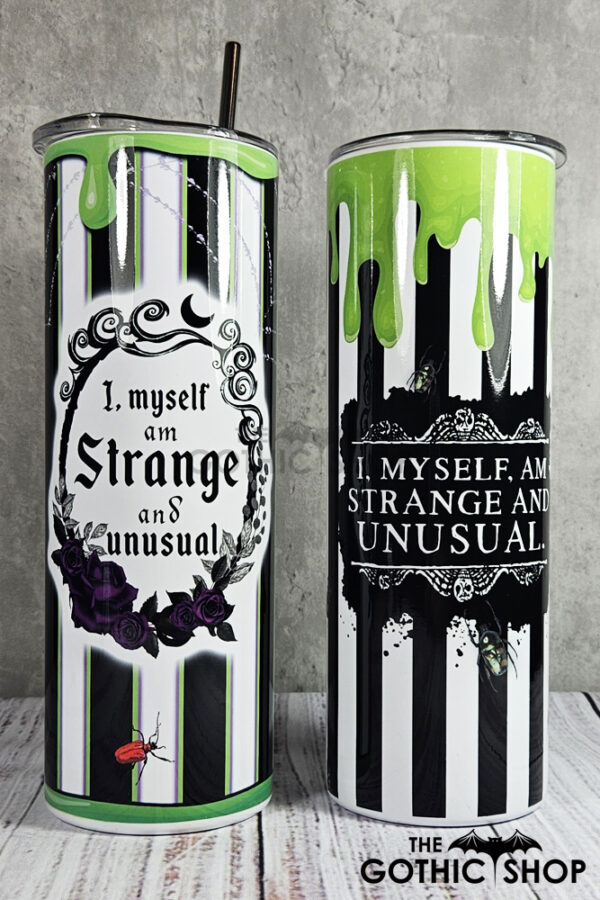 Strange Unusual Green Slime Stripe Gothic Print Skinny Tumbler