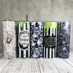 Strange Unusual Green Slime Stripe Gothic Print Skinny Tumbler