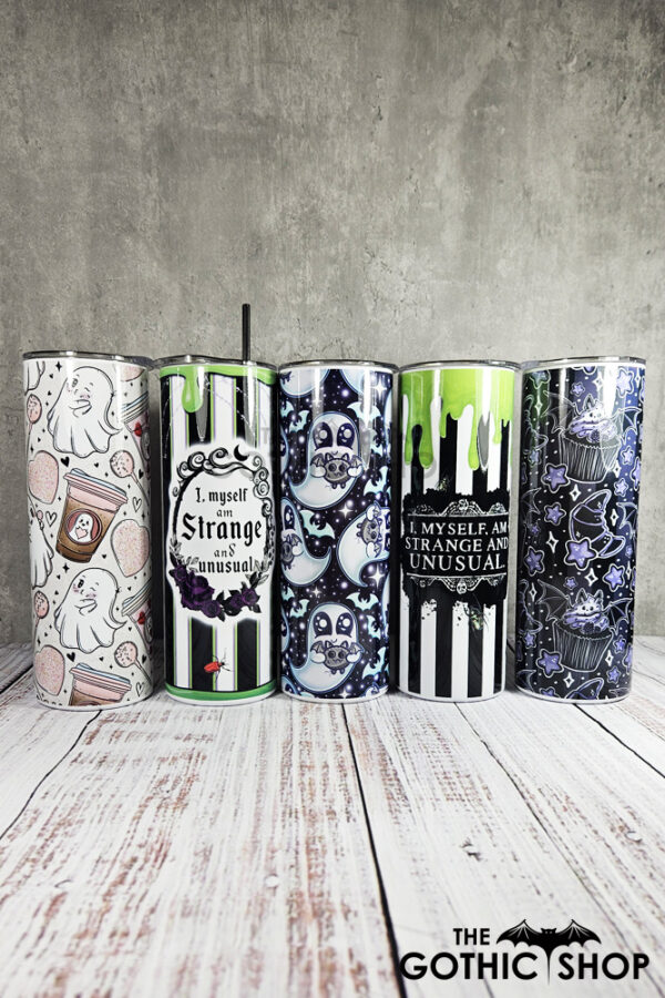 Strange Unusual Green Slime Stripe Gothic Print Skinny Tumbler