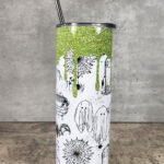Halloween Images Green Glitter Slime Gothic Print Skinny Tumbler
