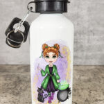 Personalised Green Witch 600ml Metal Sports Water Bottle