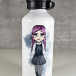 personalised customised puff sleeve dress gothic girl 600ml metal water bottle