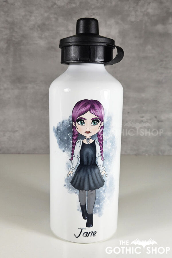 personalised customised puff sleeve dress gothic girl 600ml metal water bottle