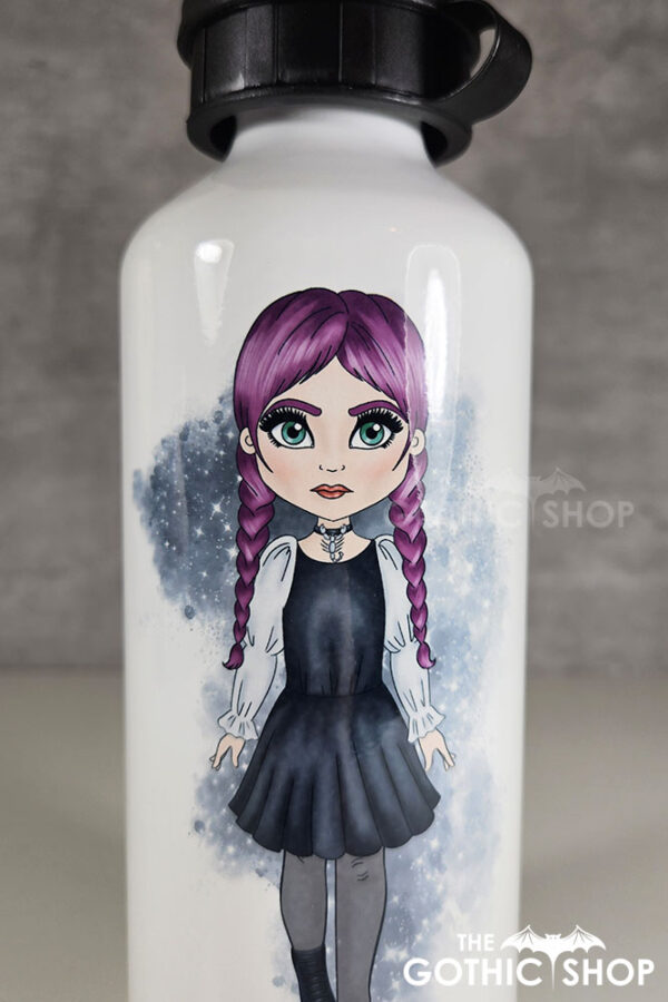 personalised customised puff sleeve dress gothic girl 600ml metal water bottle