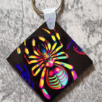 Neon Tarantula Spider Gothic Print Square Keyring