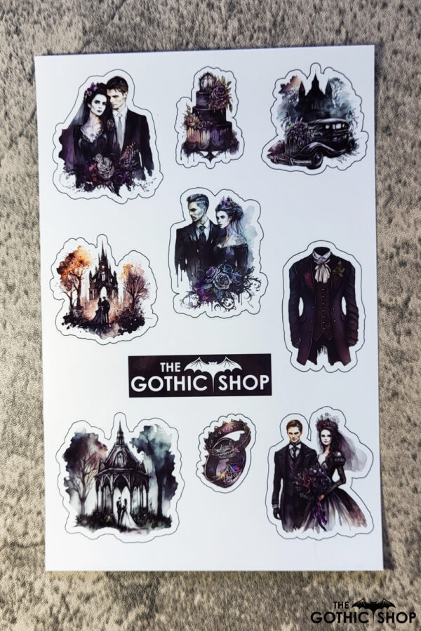 Gothic Wedding A5 Sheet of Gothic Glossy Stickers