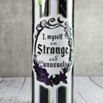Strange Unusual Green Slime, Roses & Stripe Gothic Print Skinny Tumbler