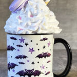 Purple Bats and Stars Gothic Print Ceramic Mug