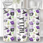 purple witchy halloween gothic 20oz straight tumbler