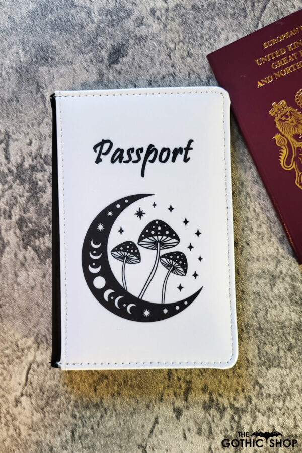 Mushroom Moon Mystical Print Passport & Credit Card Holder