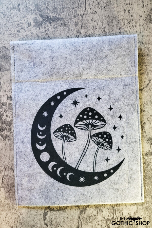 Mushroom Moon Grey Felt Slip Bag for iPad or Book