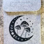 Mushroom Moon Grey Felt Slip Bag for iPad or Book