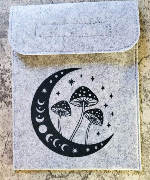 Mushroom Moon Grey Felt Slip Bag for iPad or Book