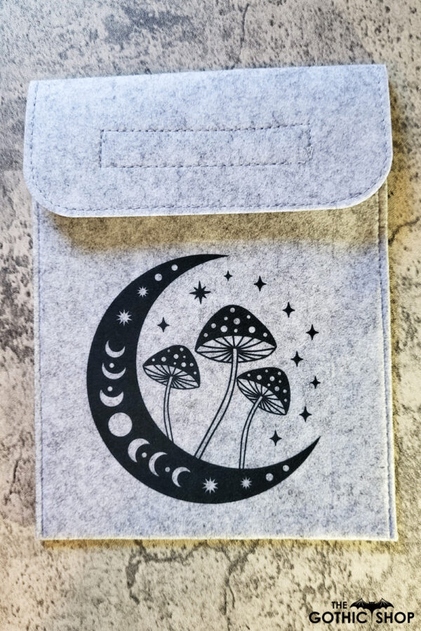 Mushroom Moon Grey Felt Slip Bag for iPad or Book