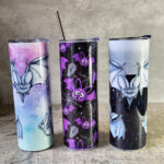 Bats Black Gothic Print Skinny Tumblers