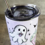 Ghoubucks Ghostie Lavendar Gothic Print Skinny Tumbler
