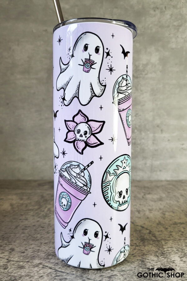 Ghoubucks Ghostie Lavendar Gothic Print Skinny Tumbler