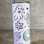 Ghoubucks Ghostie Lavendar Gothic Print Skinny Tumbler