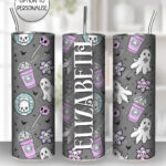 ghostbucks ghostie grey gothic print 20oz straight tumbler with option to personalise