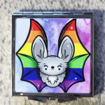 Pride Flag Bat Slim Silver Square Compact Mirror