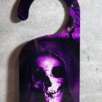Hooded Purple Skull "Keep Out" Gothic Door Hanger
